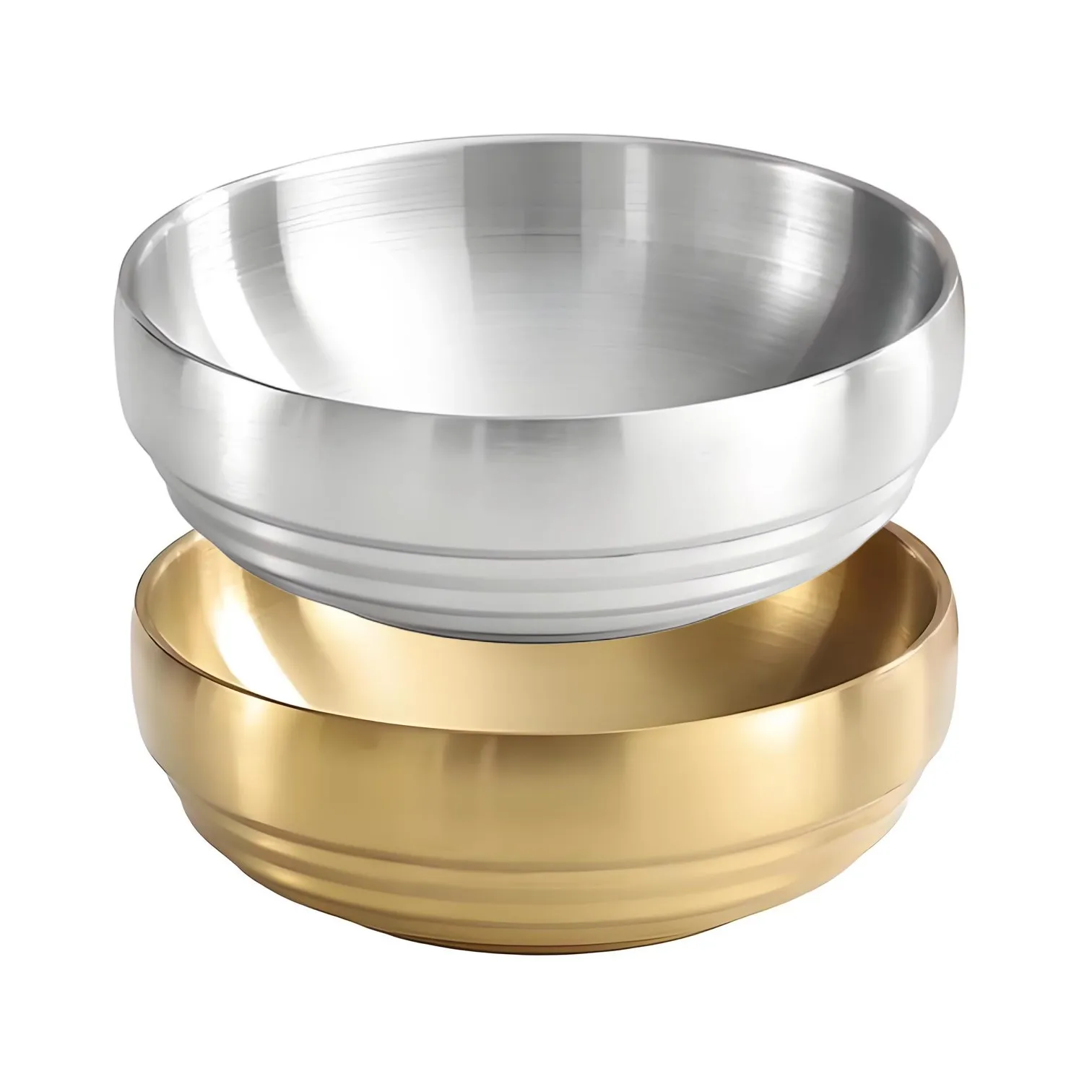 Home Decor 22.6cm Diameter 1700ml 304 Stainless Steel Korean Dining Bowl Hollow-insulated Heat Proof Fall Resistant Salad Basin