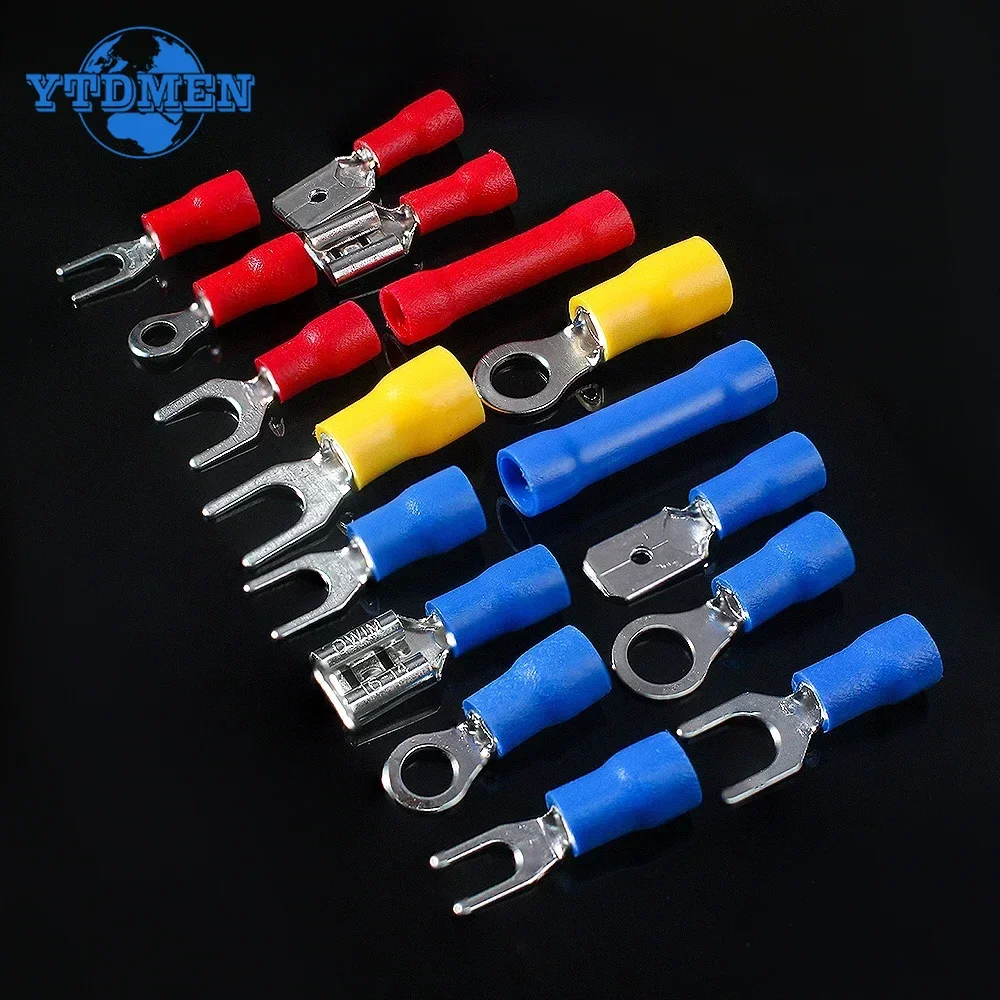 520PCS Assorted Spade Terminals Insulated Cable Connector Electrical Wire Crimp Butt Ring Fork Set Ring Lugs Rolled Kit