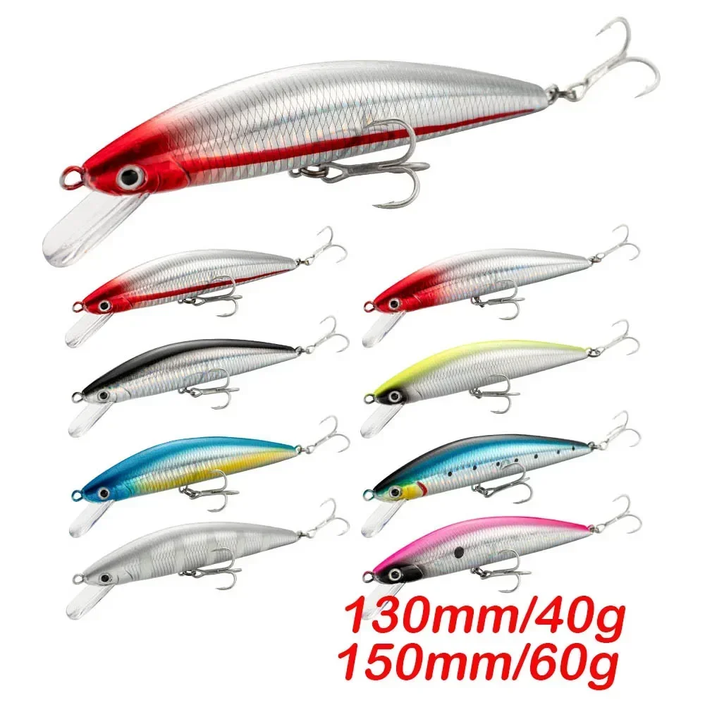 15cm 60g ABS plastic Hard Lures 130mm 40g Fishing Minnow Sinking Lures for Saltwater