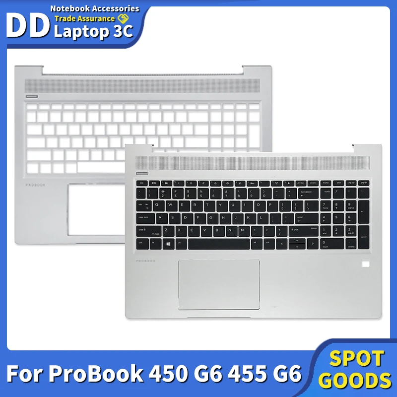 

New Laptop Case Palmrest With US Backlit Keyboard Touchpad For HP ProBook 450 G6 455 455R G6 G7 Series Replace Top Case Silvery