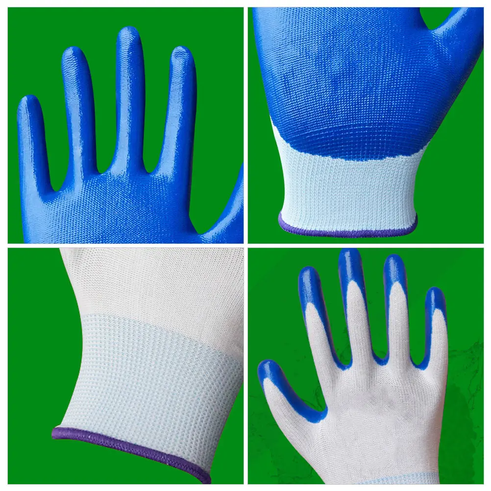 

12 Pairs Protective Gloves Wear Resistance Silicone Wear-resistant Nitrile Non-slip Work