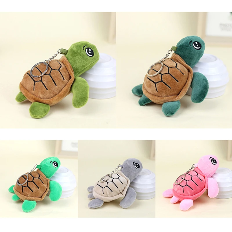 Cartoon Turtle Marine Animal Pendant Soft Stuffed Doll Keychain Backpack Car Bag Key Ring Decor Kid Gift Tortoise Plush Toy