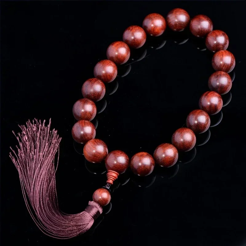 Natural Luxury Pterocarpus Santalinus Prayer Beads Bracelet Buddha Meditation Beads Red Sandalwood Old Rosary Bracelet