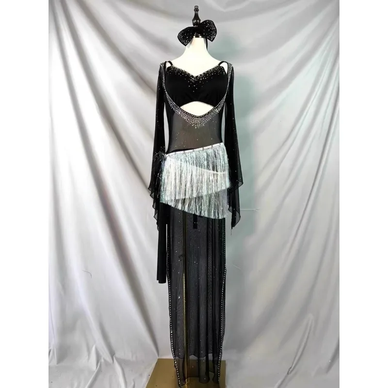 Customized Belly Dance Costume Robe Tassel Set Folk Eastern Dance Performance Dress Exotic Dancewear
