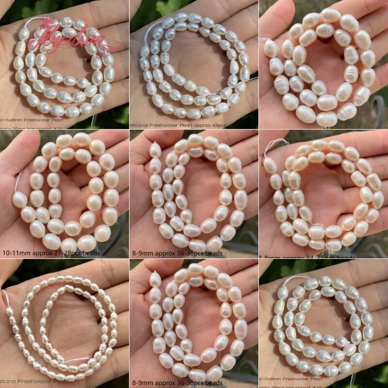 Natural White Freshwater Pearl Oval Shape Stone Beads For Necklace Bracelet DIY Jewelry Making Loose Strand 15 Inches