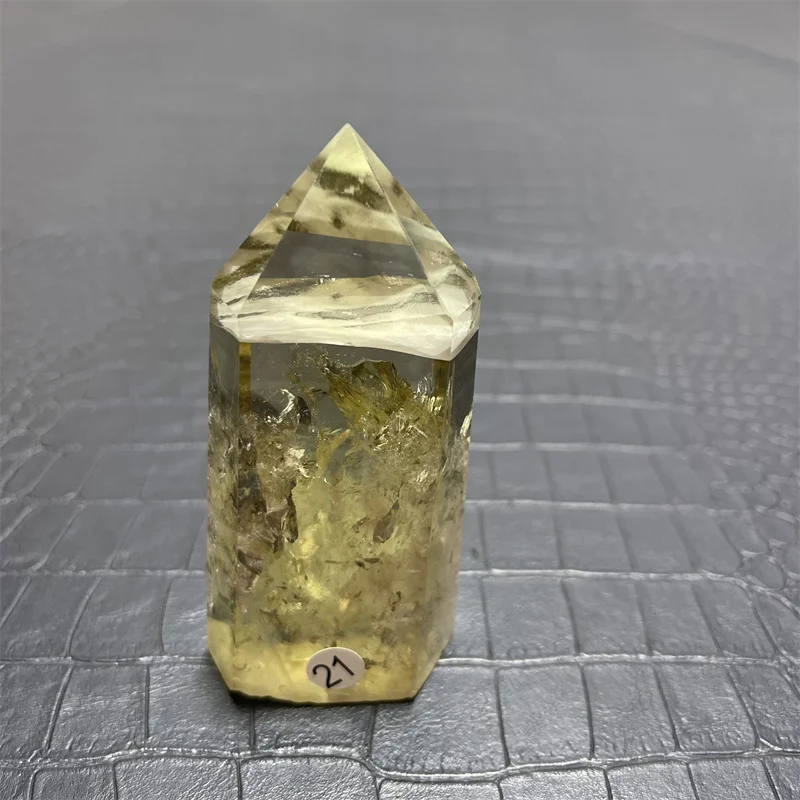 

195g Rainbow Natural citrine quartz crystal wand single pointed quartz stone therapy rod magnetic field aggregation and vertex