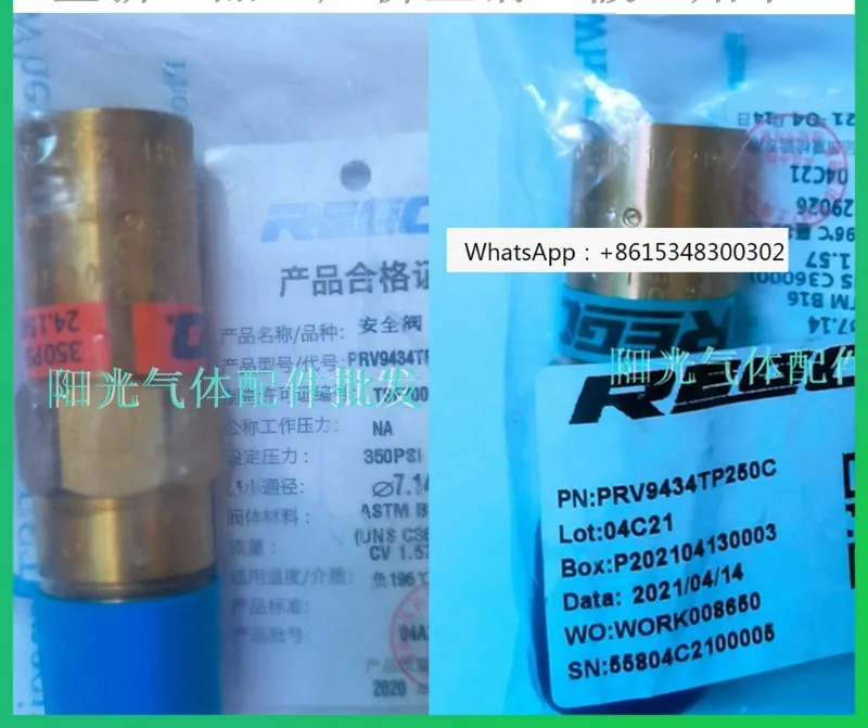 

American REGO Safety Valve Liquid Oxygen Liquid Nitrogen Low Temperature Dewar Bottle LNG Cylinder Relief Valve PRV9434 Series