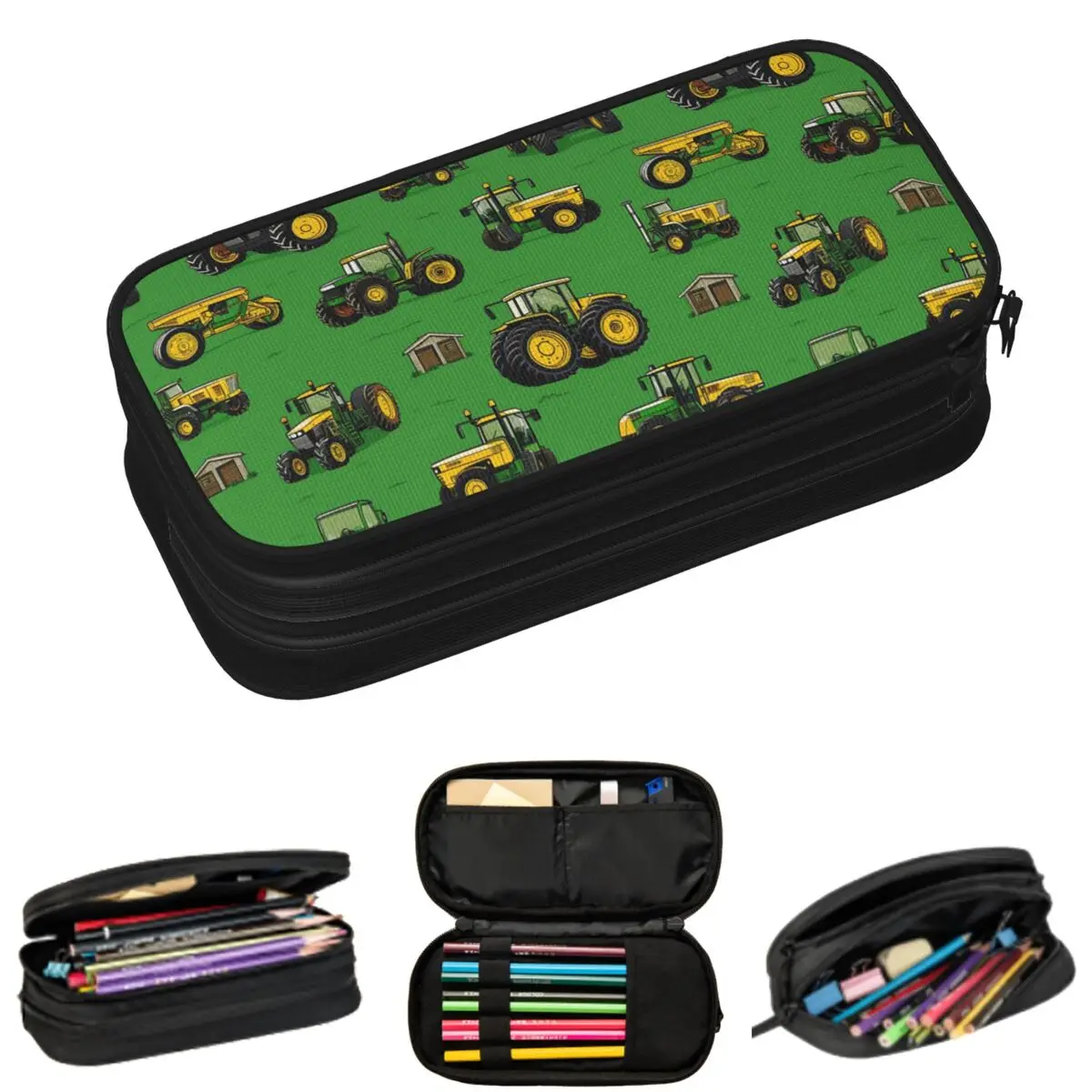 Estuches para lápices con diseño de tractor, máquinas agrícolas, equipo agrícola, estuche para lápices para estudiantes, caja para lápices escolar, bolsa para lápices de gran capacidad
