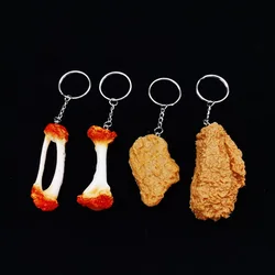 Simulation Fried Chicken Nugget Food Keychain Realistic Fake Chicken Hamburger Chips Bread Key Chain Bag Pendant Keyring