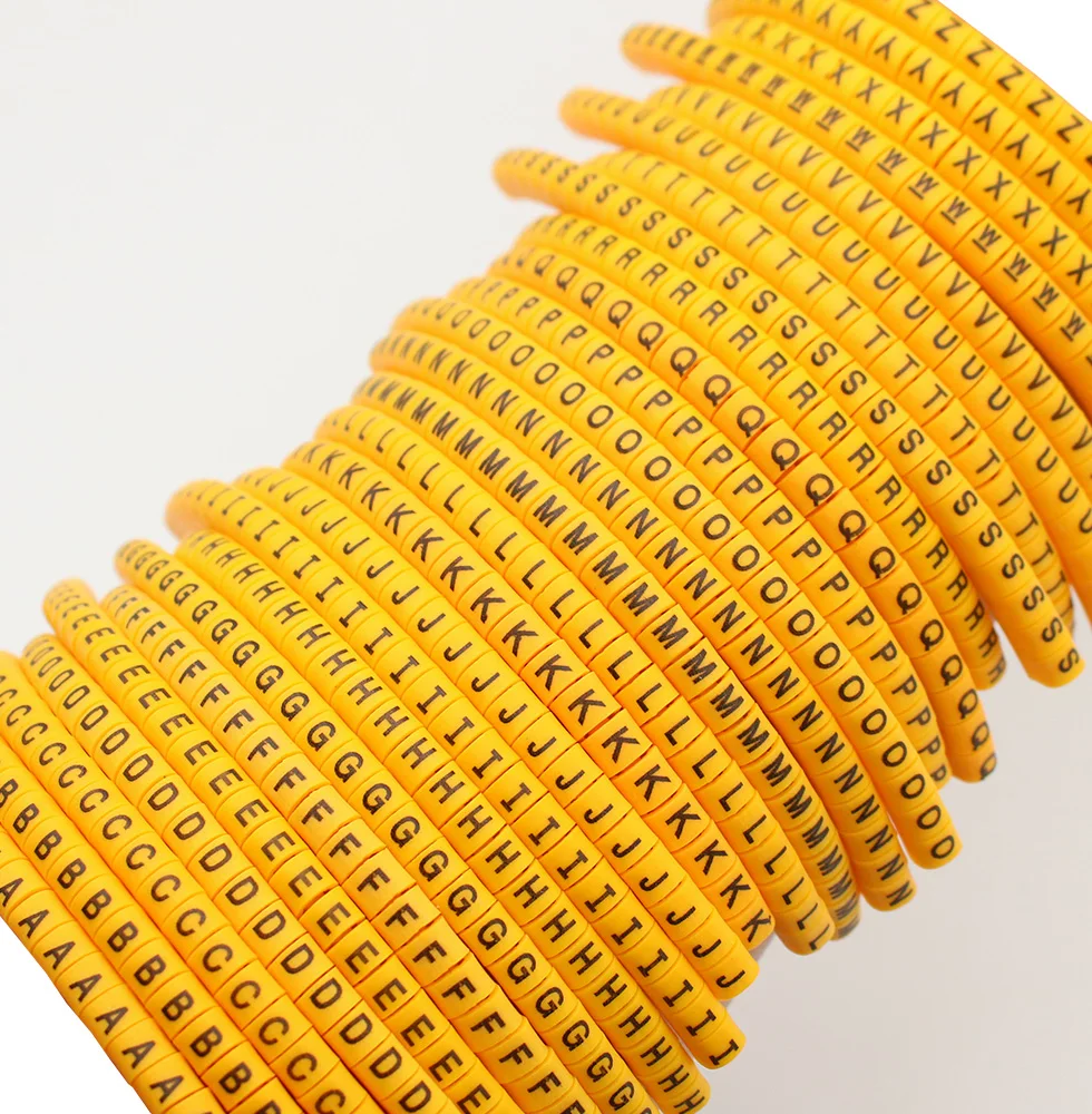 EC-0,EC-1,EC-2,EC-3 ( A-Z ) 650PCS (Each20pcs ) yellow Cable Markers Letter 6sq.mm A to Z  X for wire diameter Cable Markers