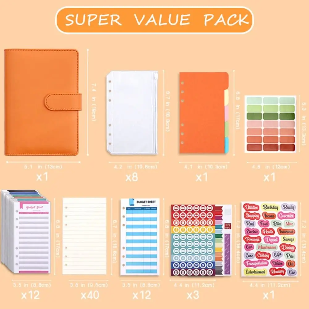 A6 Binder Ledger Macaron warna-warni PVC pengikat uang Organizer amplop uang pengeluaran anggaran Binder Notebook