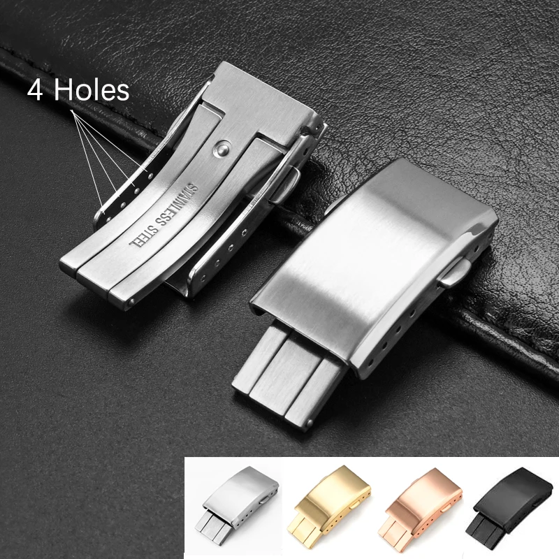 316L Solid Stainless Steel Watch Clasp Folding Buckle 16mm 18mm 20mm 22mm Micro-adjust Holes Watch Buckle Watchband Accessories