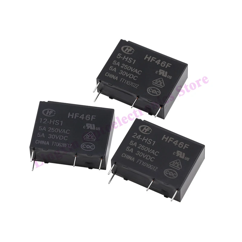 20Pcs/lot HF46F -G- 5/12/24 -HS1 -HS1T 7A 5A 4Pin 250VAC 30VDC DC 5V 12V 24V Power Relays HF46F-12-HS1 HF46F-G-24-HS1T Original