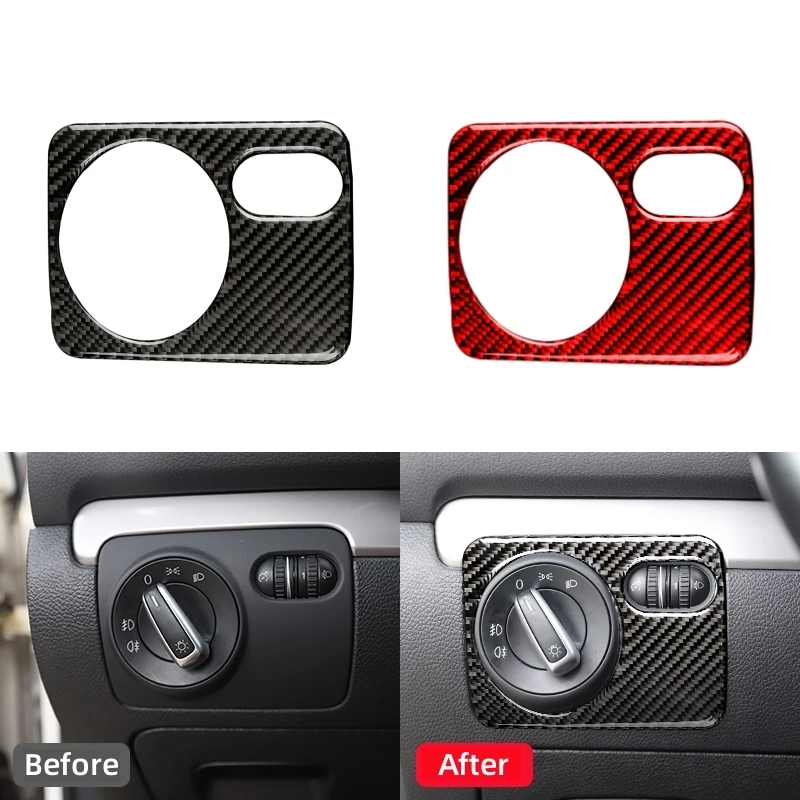 For Volkswagen Golf 6 Gti R MK6 2008-2012 Car Accessories Carbon Fiber Interior Car Headlight Switch Panel Frame Trim Sticker