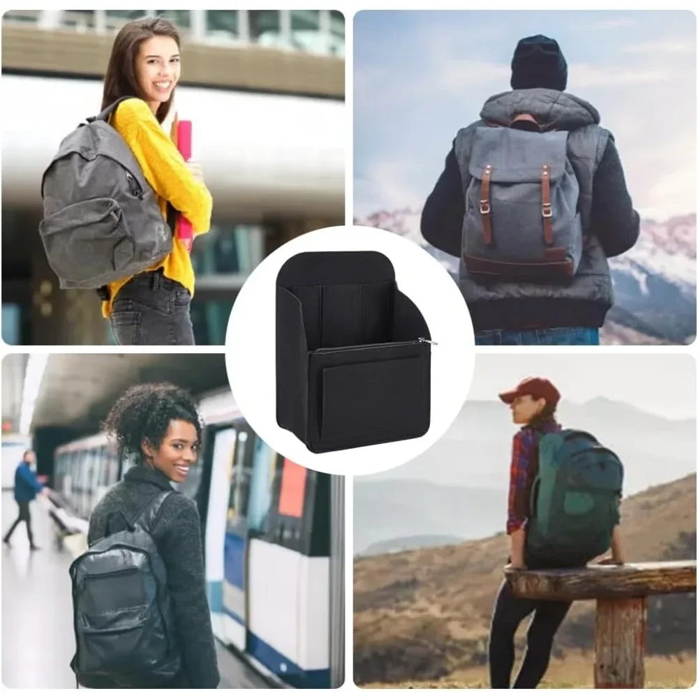 Felt Backpack Organizer Insert, Multi-Pocket Rucksack Shoulder Bag Interior Shaper Multifunctional Bag in Bag Travel Rucksack