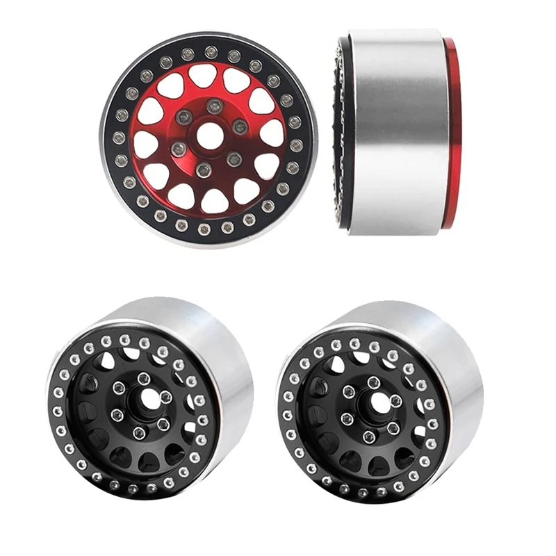 4Pcs 1.9 Metal Beadlock Wheel Hub Rim Parts For 1/10 RC Traxxas TRX4 SCX10 SCX10-II 90046 SCX10-III AXI03007 D90 Silver