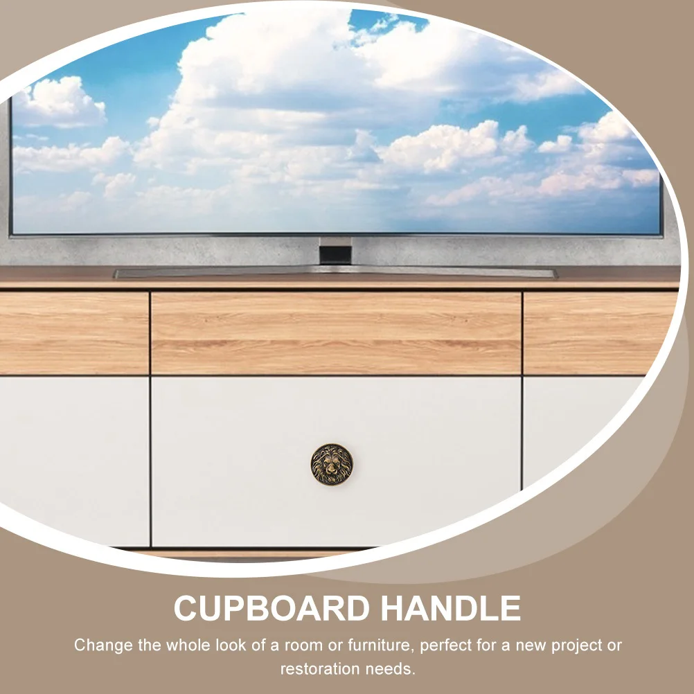 

2Pcs Lion Head Drawer Handle Durable Wear Resistant Smooth Finish for Furniture Upgrade Lion Head Knobs Alloy Pull Handle