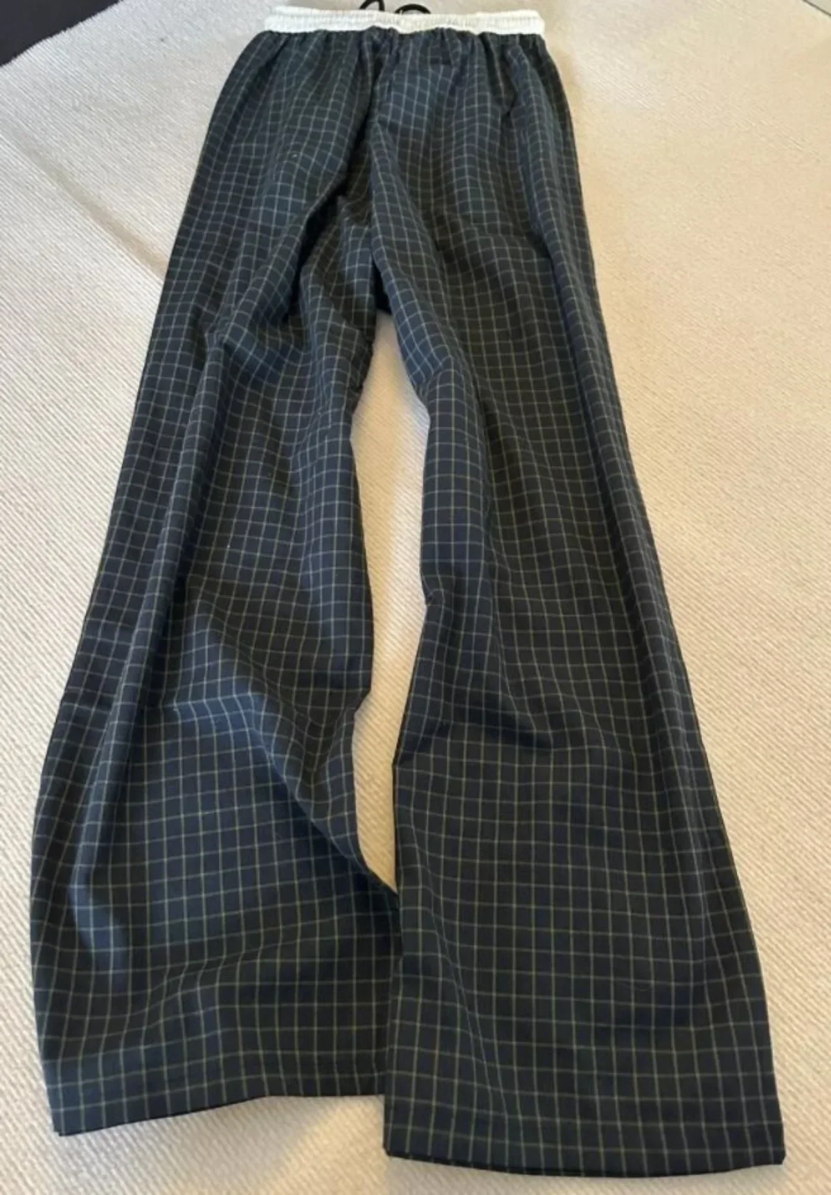 2025 Versatile Exquisite Plaid Loose and Wide Leg Summer Casual Simple and Fashionable Women's Hiking and Outdoor Sports Pants