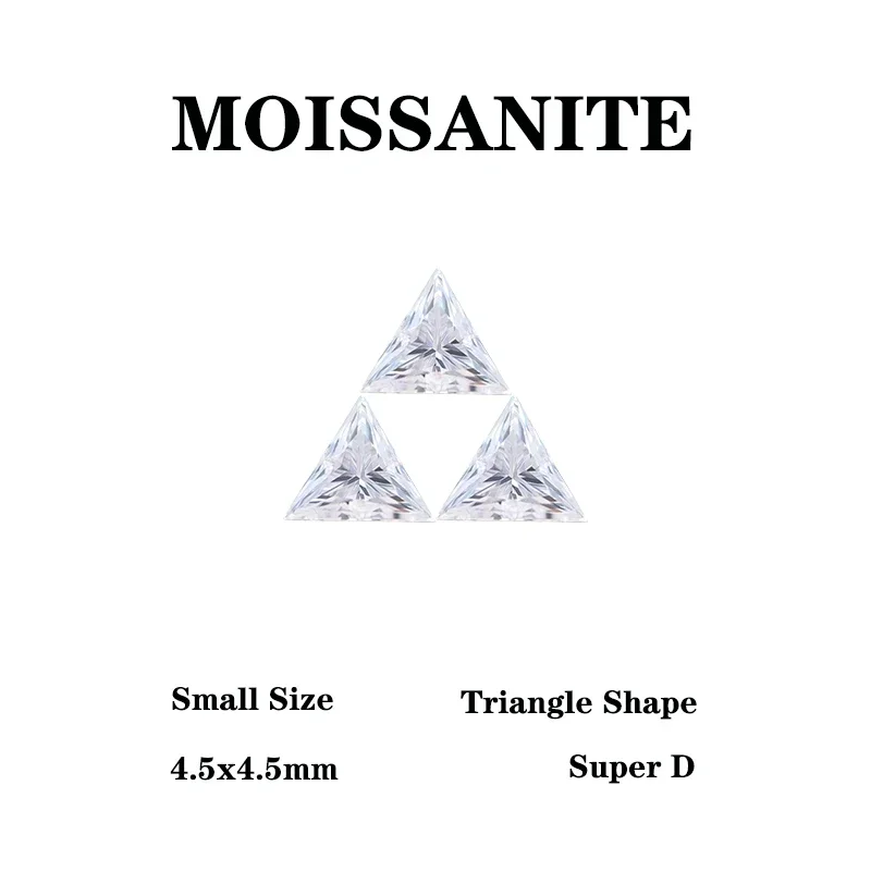 

Moissanite Stone Super White D Color Triangle Cut VVSS1 Small Size DIY Ring Necklace Earrings Main Materials Charms Gemstone