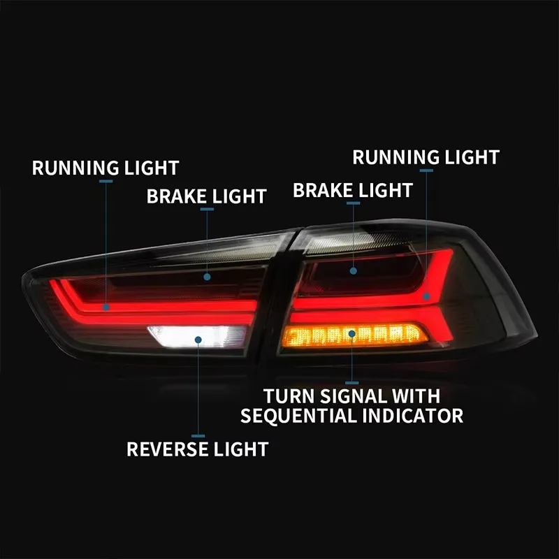 Dual Beam DRL for Lancer Devil Eyes Halo Projector Headlights & Tail Lights 2008-2017 for  Lancer EVO X