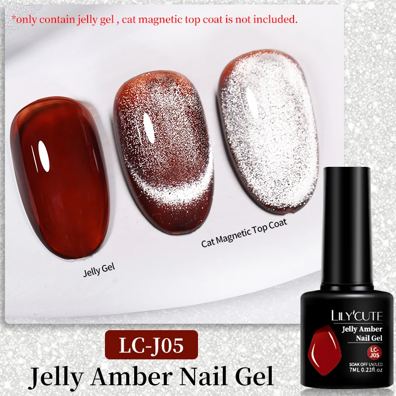 LILYCUTE 7 مللي 2 في 1 معطف علوي من الجل المغناطيسي على شكل قطة مثيرة مع قاعدة طلاء جل ملونة جيلي شبه دائمة للأشعة فوق البنفسجية