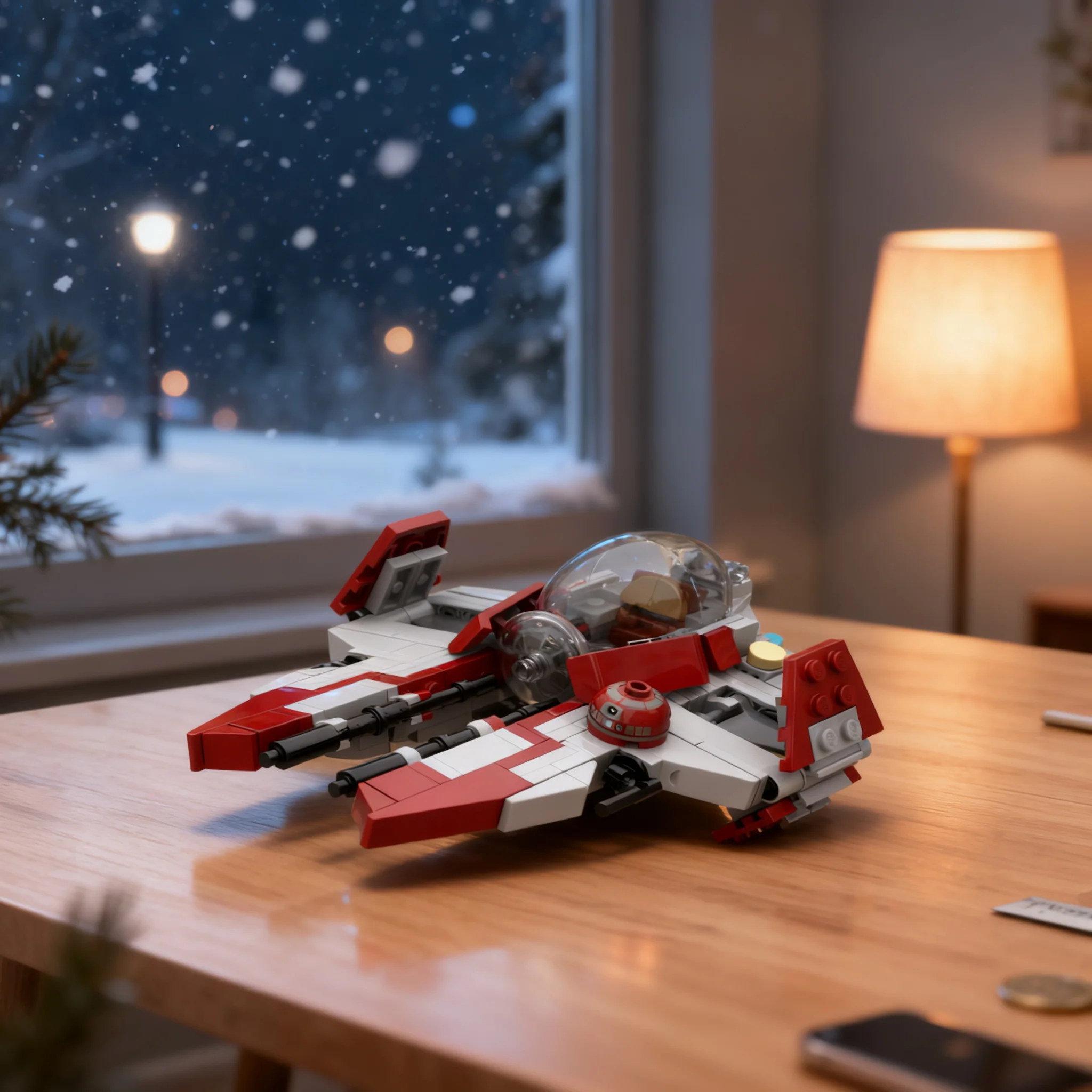 218pcs MOC Star Battle Obi-Wan's Red Eta-2 Interceptor Model Building Blocks Toy Collection Birthday Assemble Education Idea