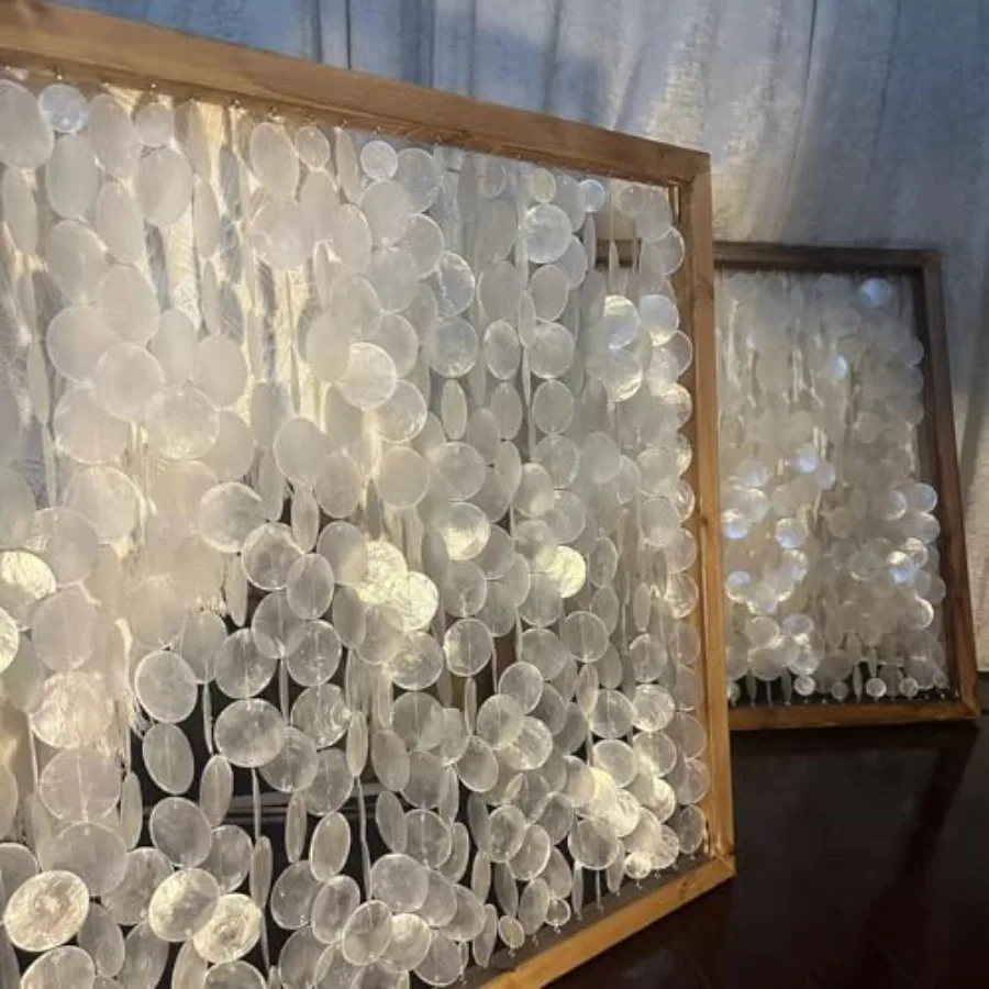 60 PCS Capiz Shells Round Natural Shells 2 Inch White Round Capiz Shells with 2 Holes for Wind Chimes Curtain Shell Garland DIY