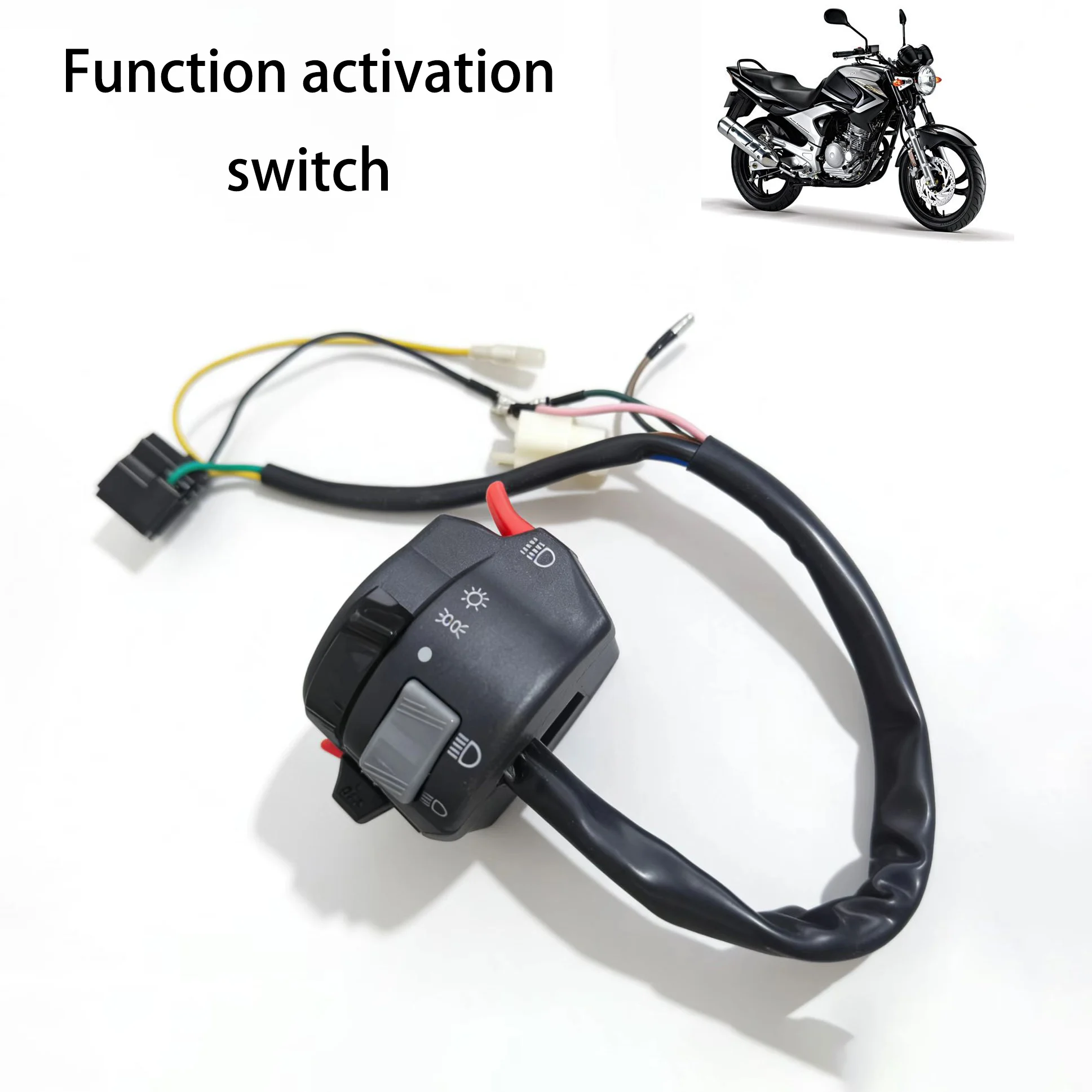 

Переключатель на руль: главный выключатель, переключатель указателей поворота, переключатель подсветки, переключатель дверей, функция запуска двигателя. Подходит для Yamaha Ys250, Ybr250, Fz250.