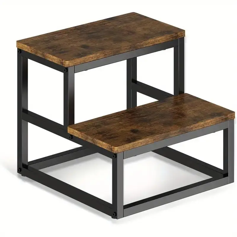 Heavy Duty Solid Wood 2-Step Stool for Adults Portable Wooden Step Ladder Multifunctional Footstool Home Kitchen Bathroom Furniture Durable Easy Carry Indoor Shoe Changing School Stool