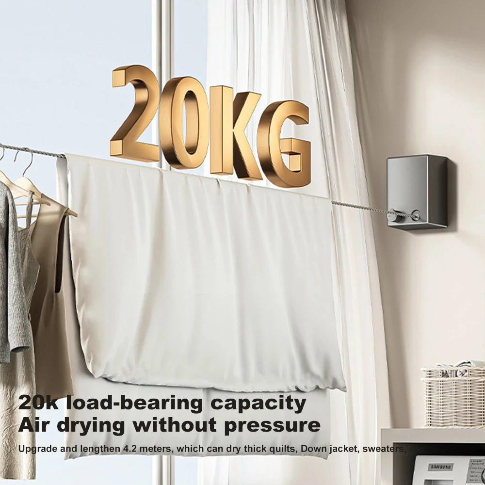 Retractable Clothesline Stainless Seel Pull-Out Clothes-Drying Machine Rope Space-Saving Clothes Drying Rack for Household