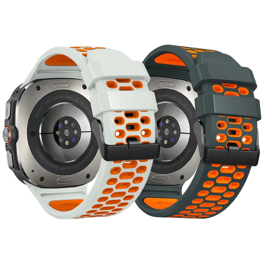 Двухцветный ремешок для часов для Samsung Galaxy Watch Ultra 47 мм, ремешок для Samsung Watch Ultra Sport, силиконовый ремешок, браслет, ремень