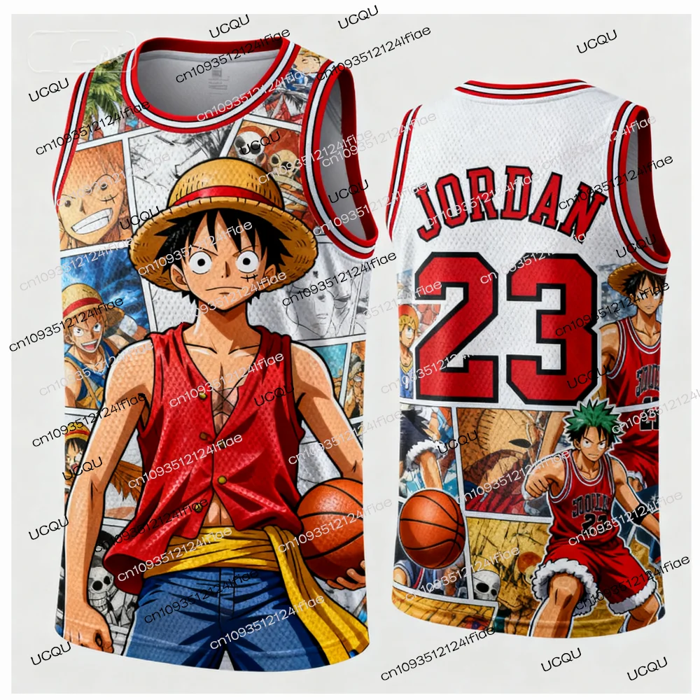 الأردن رقم. 23 طبعة خاصة كرة السلة جيرسي سترة 2025 قطعة واحدة لوفي الرجال كرة السلة سترة رياضية الاطفال الملابس الكرتون #1