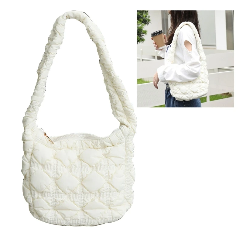 2023 New Women Shoulder Purse Lightweight Underarm Bag Fashion Winter Quilted Nylon Tote Handbag for Girls