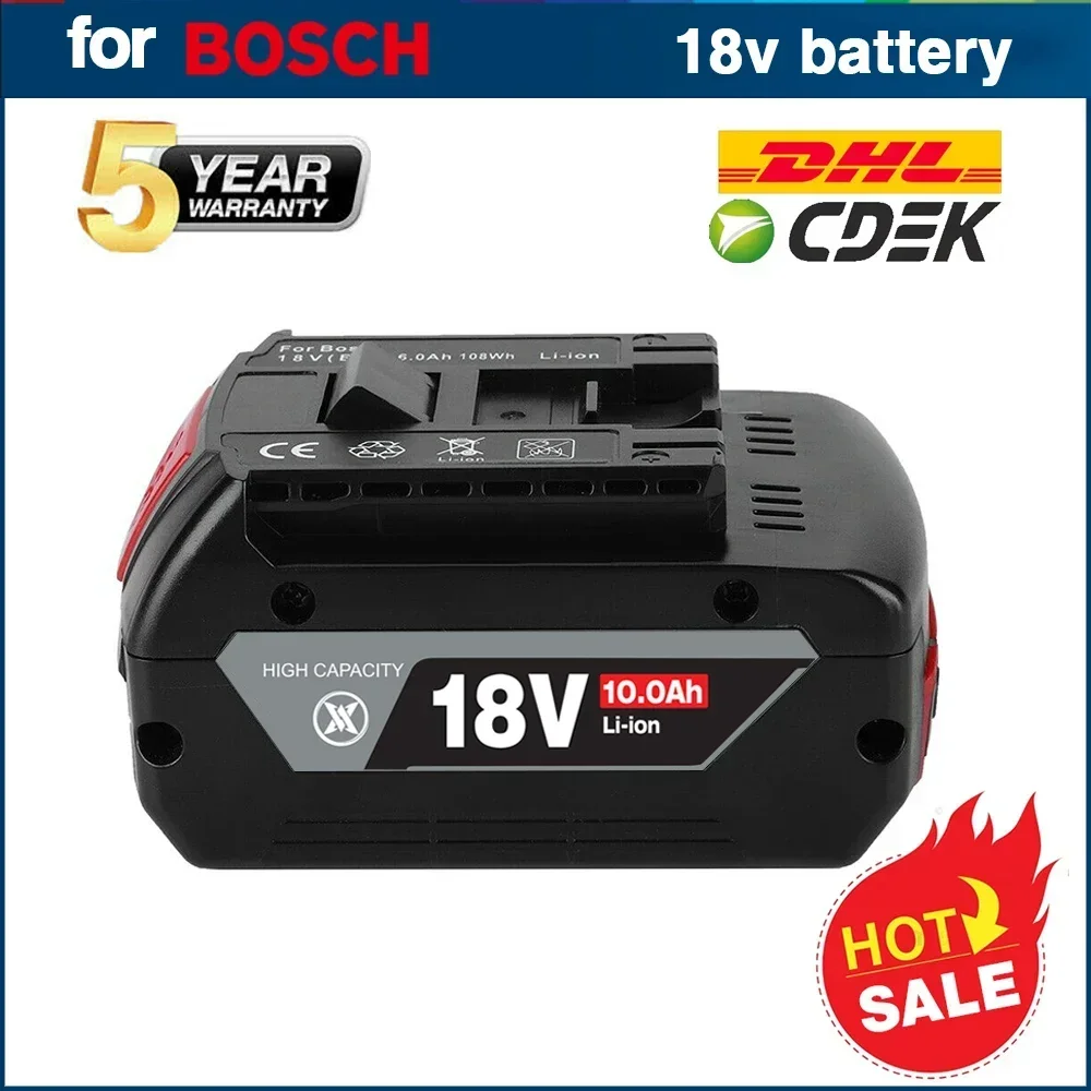 

18V 10Ah Rechargeable Li-Ion Battery For Bosch 18V Power Tool Backup 10000mah Portable Replacement for BOSCH 18V Battery BAT609