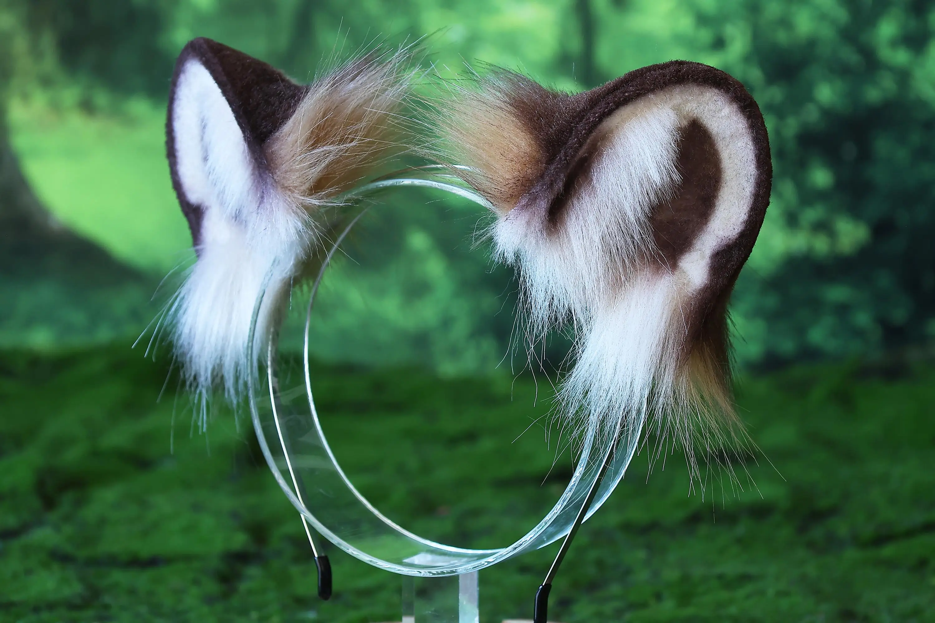 Realistic faux fur Highland lynx cat ear and tail cat cosplay set, animal ear headband, includes faux fur tail, Halloween gift. 3
