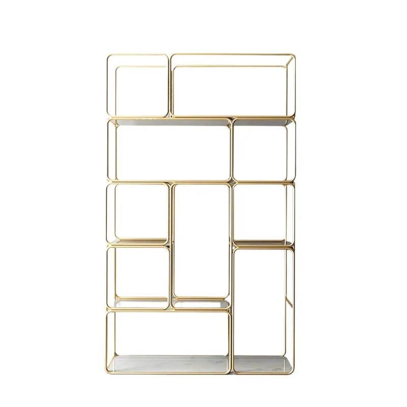 living room shelf, wrought iron partition, Nordic bookshelf, light luxury entrance floor storage rack