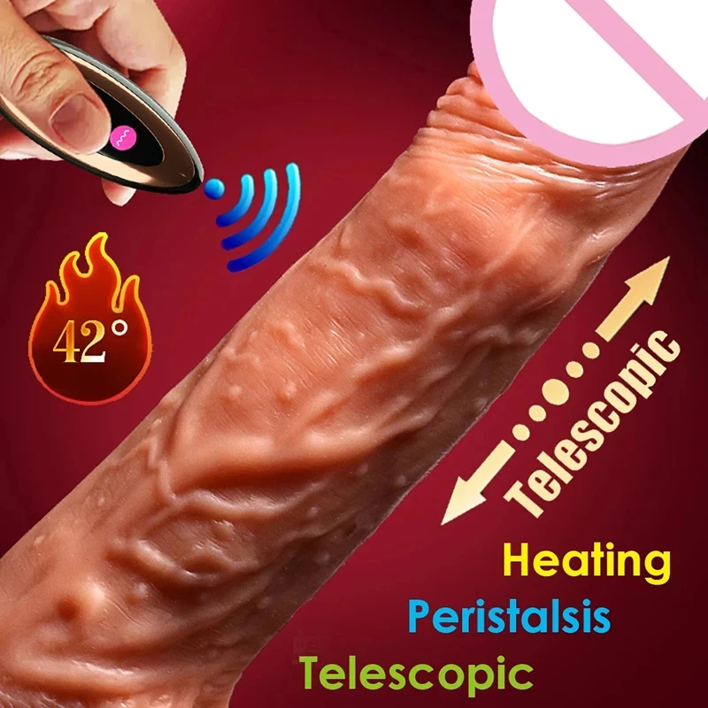 Thrusting Realistic Dildo Vibrator Anal Plug With Vibration Telescopic Mode Female For Pleasure Sex Toy With Suction Or Manually