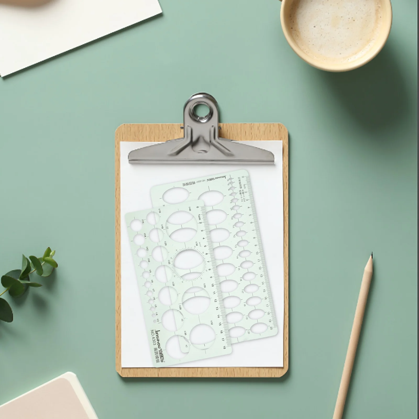 Regla Circular geométrica, plantilla de dibujo engrosada para arquitectura, medición fraccional, plantillas reutilizables para pintar, 2 uds.