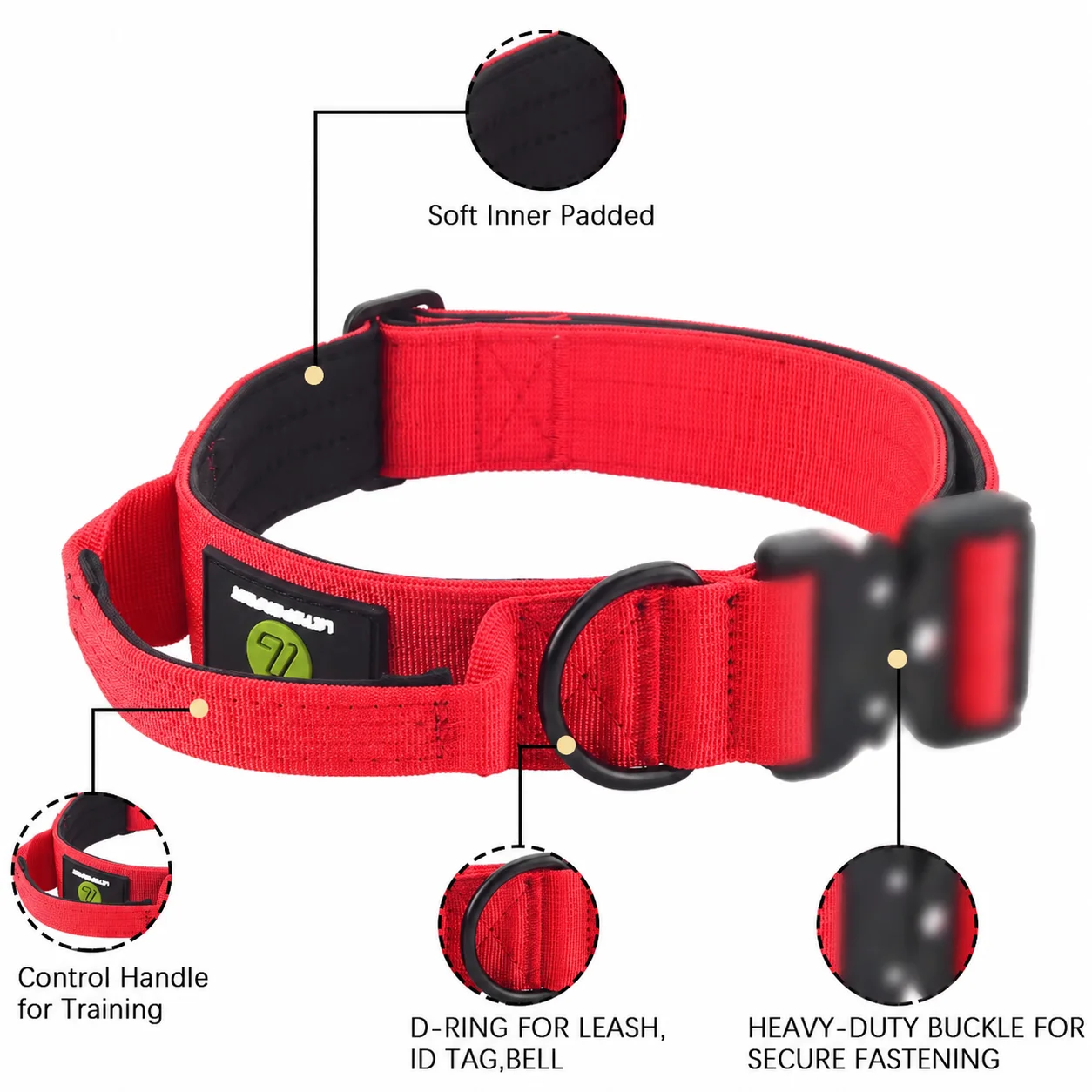 Quick Release Militär Verkehr Große Heavy Duty Nylon Gehen Starke Hund Griff Taktische Ausbildung Blei Strap Tsug Halsband Se – Detail 7