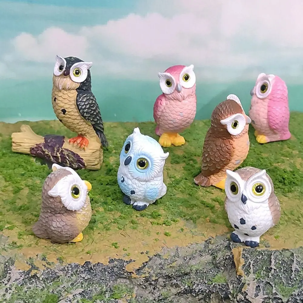 

Creative Micro Landscape Simulation Owl Ornaments Cute Cartoon Owl Miniatures Resin Crafts Mini Owl Ornaments Courtyard