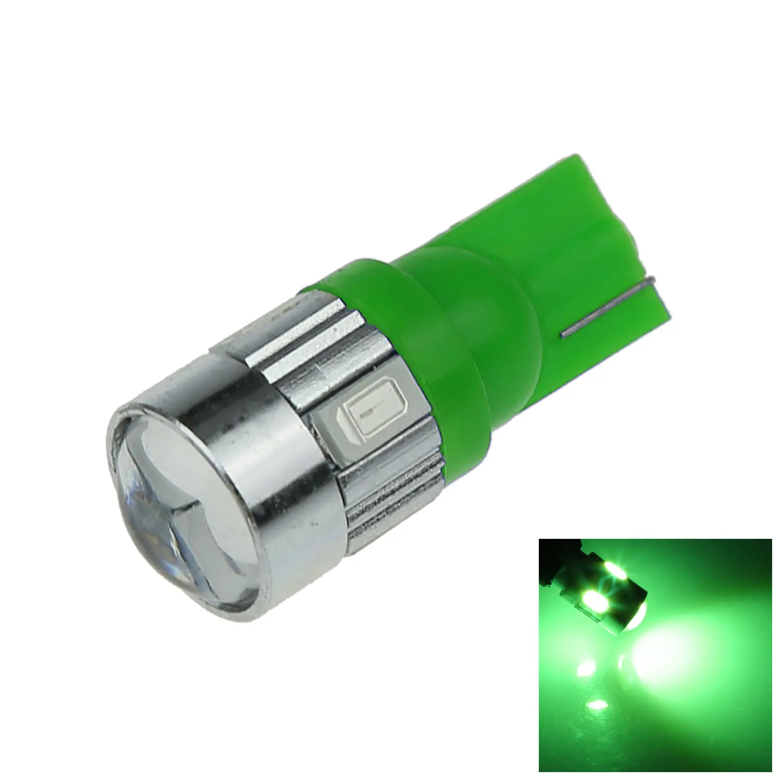 1x Green Auto T10 W5W Wedge Light Parking Bulb Lens 6 Emitters 5630 SMD LED 280 285 447 A055