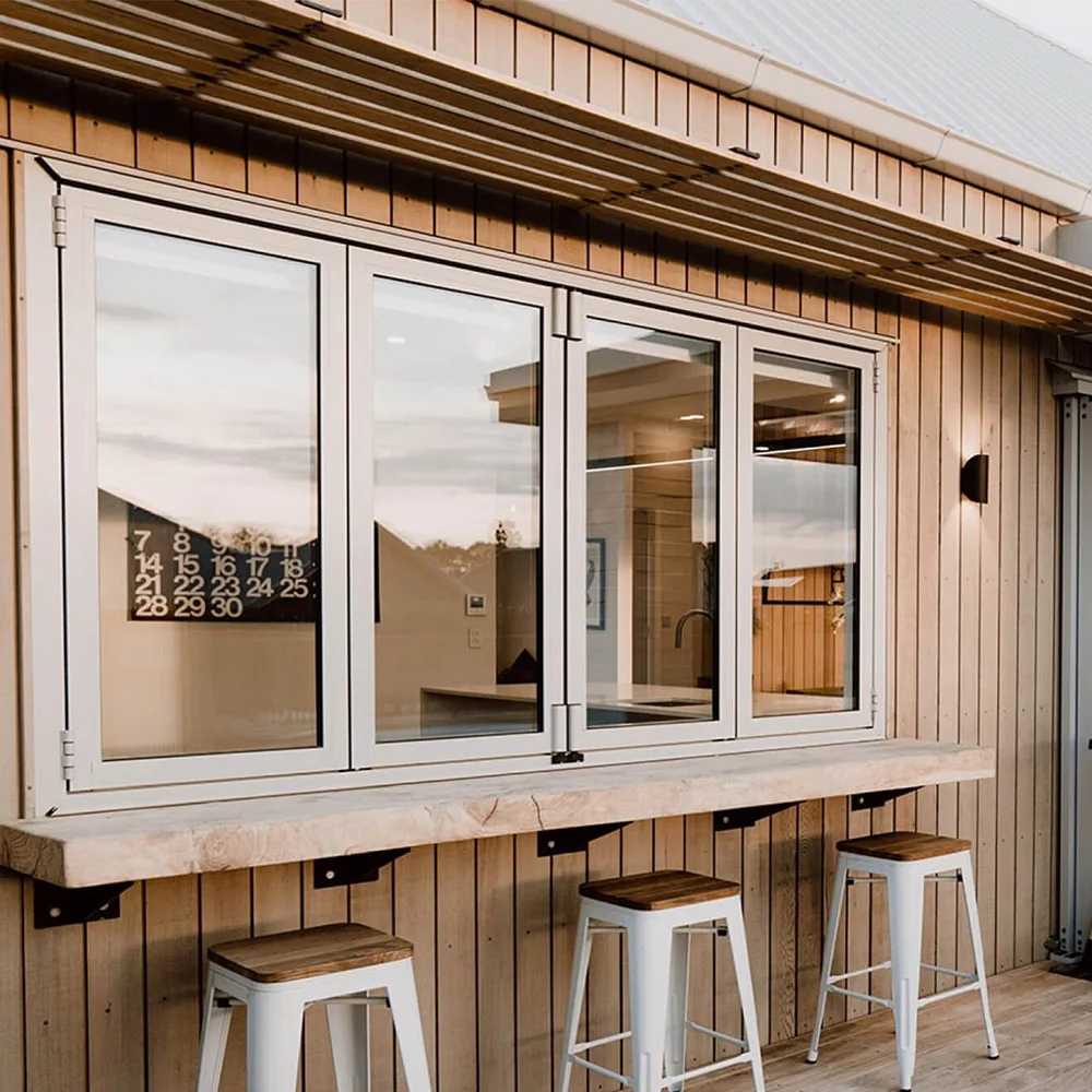 Sixinalu Folding Windows New Grill Thermal Break Aluminium Frame Sliding Bi-Fold Window For Coffee Shop Home Decor Custom