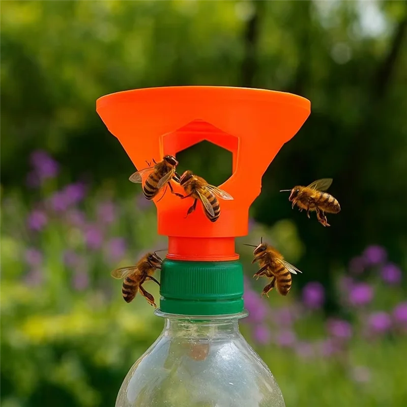 AT29-2Pcs علة الماسك البلاستيك النحل الماسك متعدد الثقوب قابلة لإعادة الاستخدام الحشرات فخ دوامة واجهة الفاكهة فخ الذباب الفناء #3