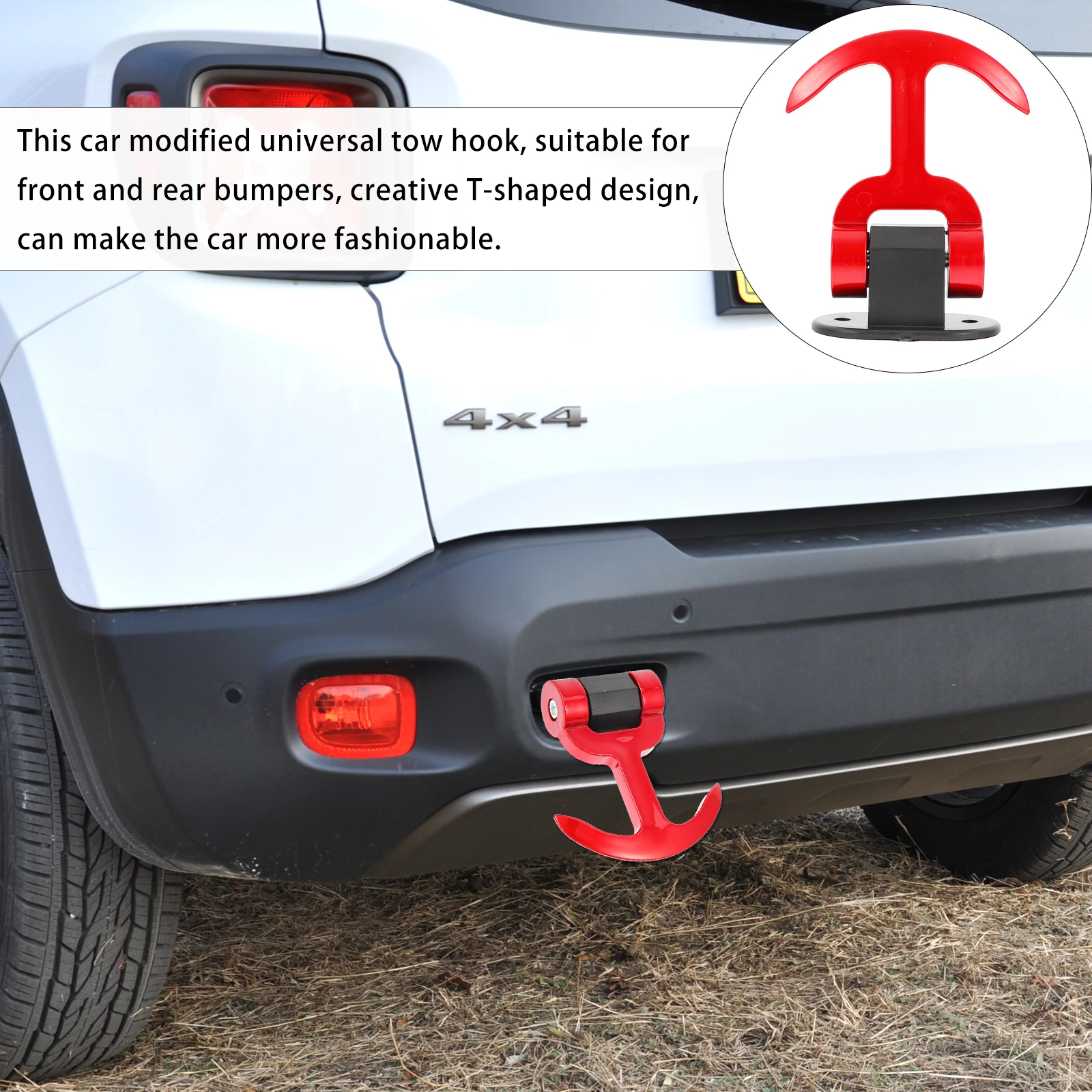 

1pc Premium Car Tow Hook Sturdy Durable Modified Universal Towing T-Shape Design Easy Install Trailer Truck Compatible