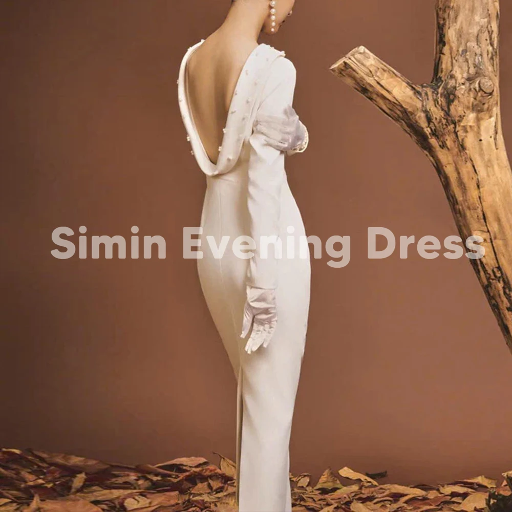 

Simin Women's Backless Beaded Sheath Saudi Evening Dresses With Long Sleeves Ankle-Length Formal Elegant Party Dresses 2025