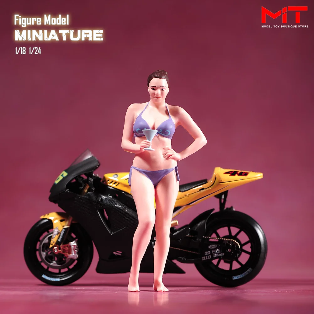 In Stock Exquisite Painted Miniatures 1/24 1/18 Bikini Beauty Girls Figure Diorama Mini Doll Model Scene Props For Cars Display