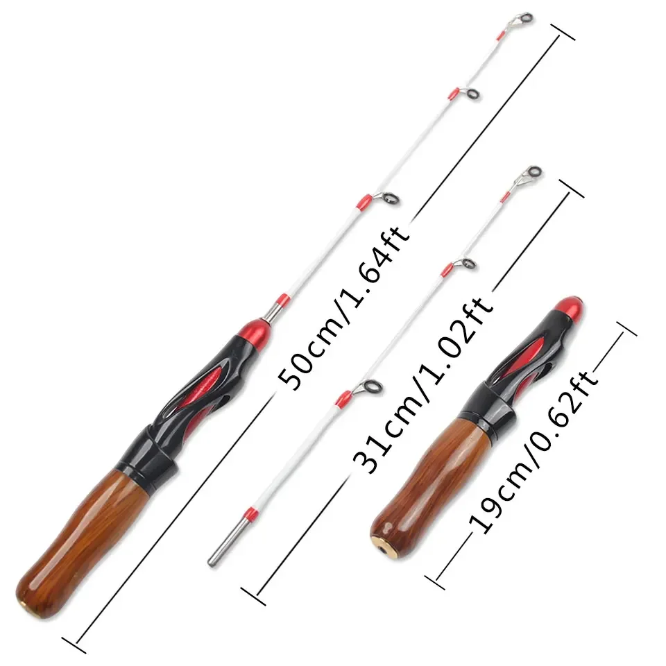 صنارة صيد الجليد المحمولة خفيفة الوزن من ألياف الكربون - عمود صيد خارجي مستجيج لسطح الجليد في الشتاء #5
