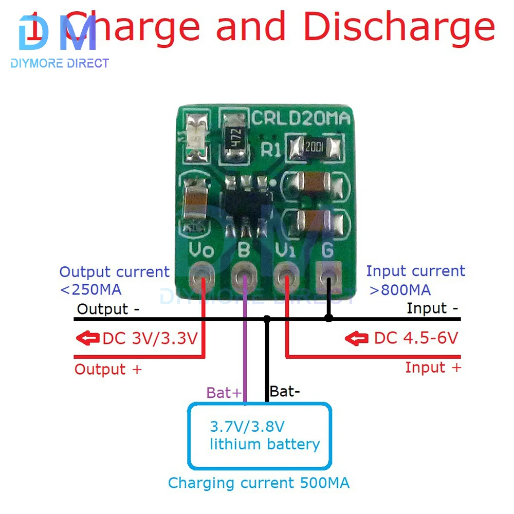 Mini 2 In 1 3.3V 3V Li-Ion Li-Polymer Battery Charger Buck Converter Module Diy CRLD20MA