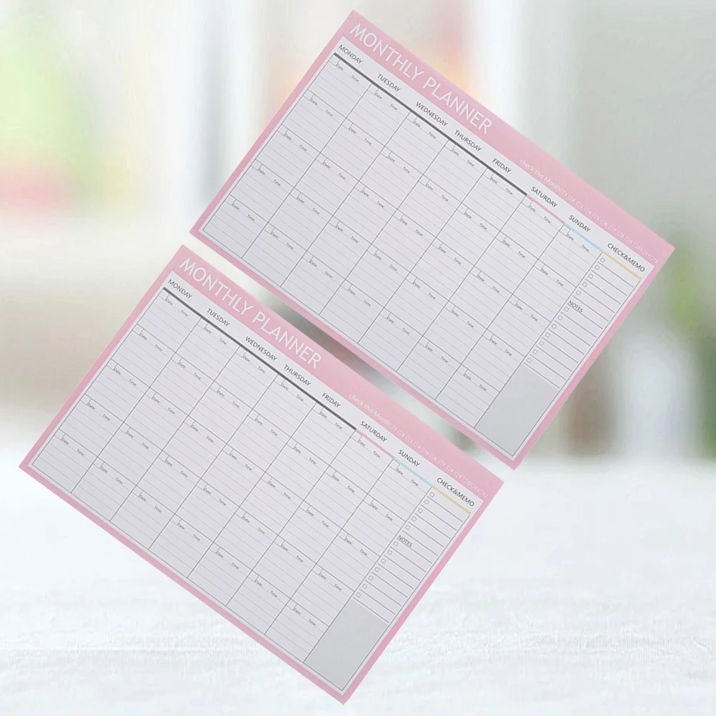 

2 Pcs Monthly Plan Memorandum Office Supply Small Notebooks Refrigerator Notepad School Stationery