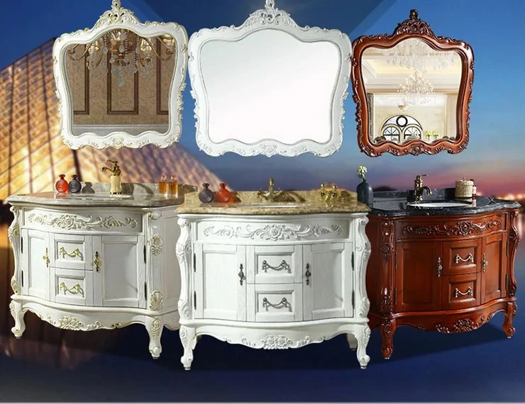 

bathroom cabinet antique washbasin Red oak solid wood grooming bathroom cabinet ware floor combination washbasin Customizable